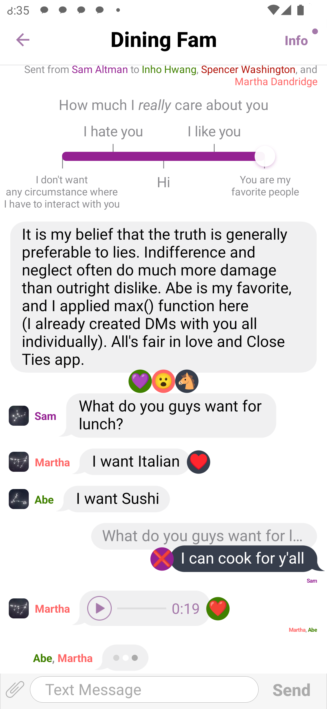 Messaging screenshot